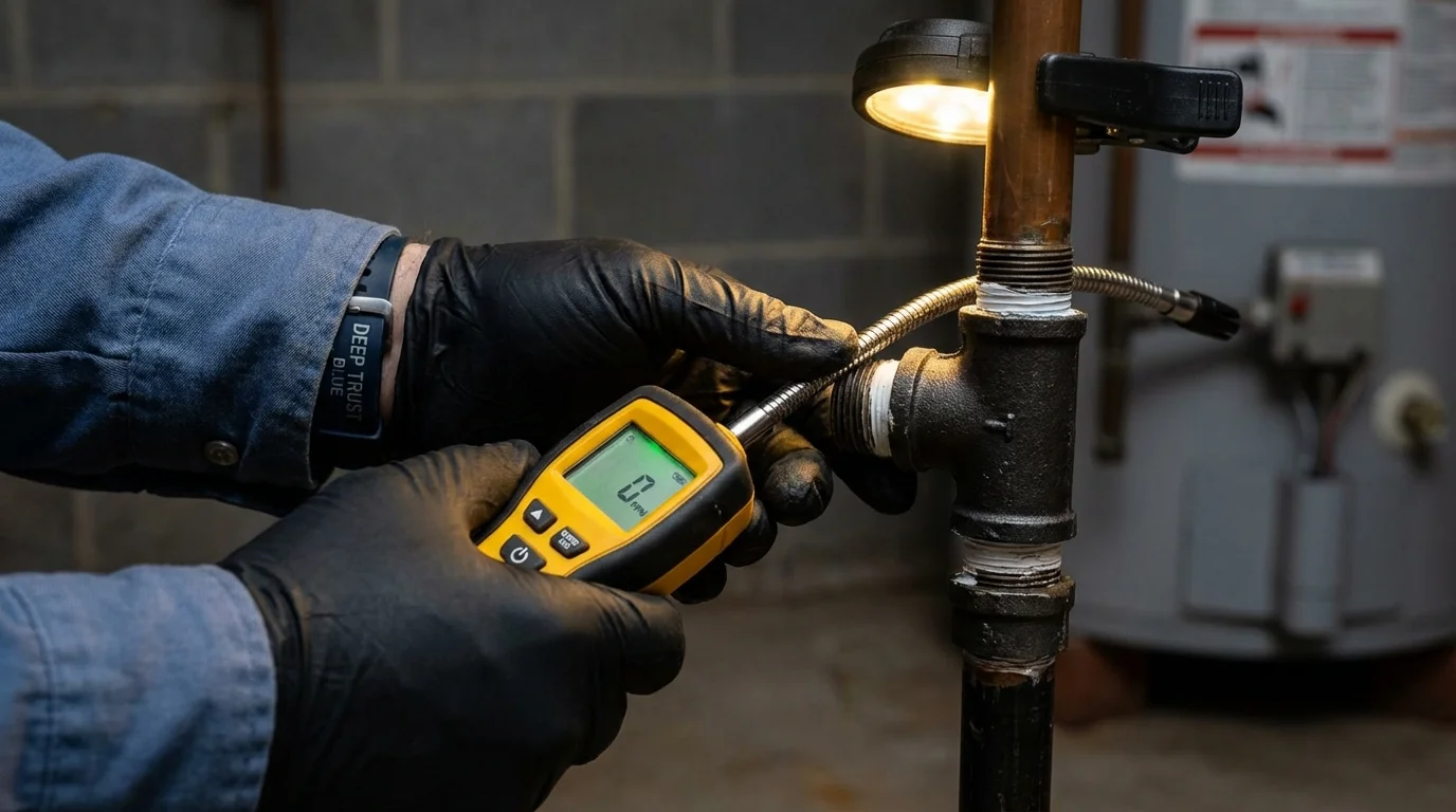Gas leak detection with electronic sniffer by Johns Plumbing LLC in Menlo Park