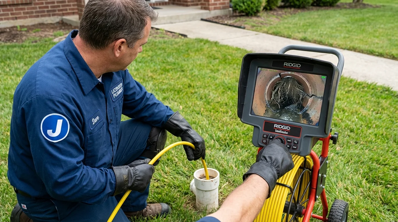 Sewer camera inspection being performed by Johns Plumbing LLC in Menlo Park