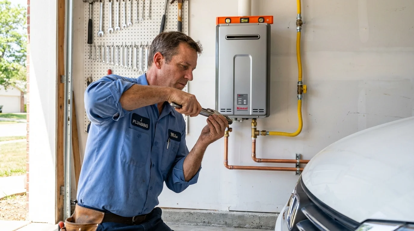 Tankless water heater installation by a Johns Plumbing LLC plumber in Menlo Park